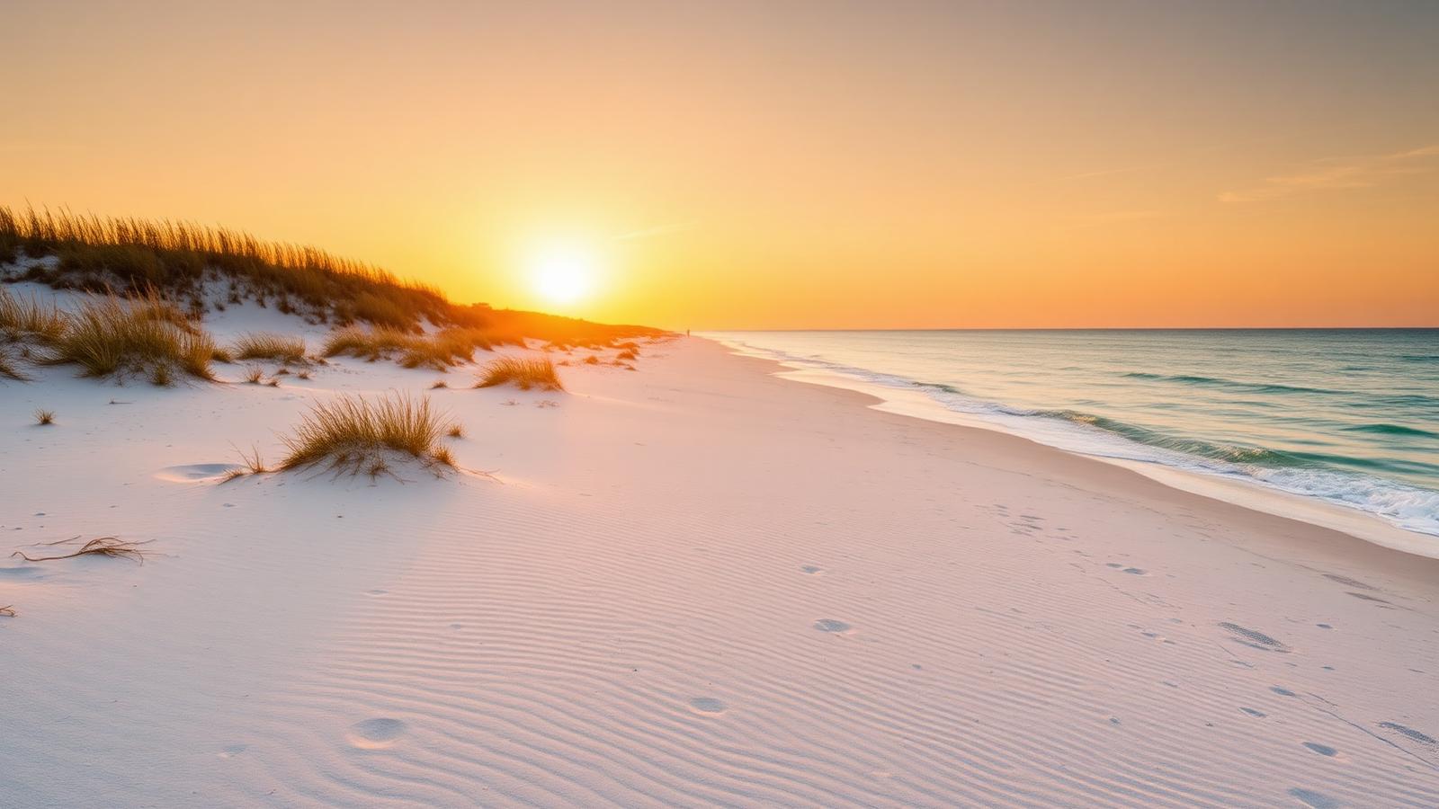 Florida clothing-optional coastline with dunes and sea oats along the Atlantic shore